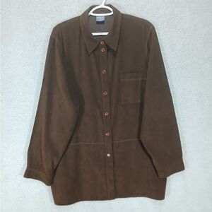 Westbound Brown Faux Suede Feel Longline Shirt Jacket‎ Size XL